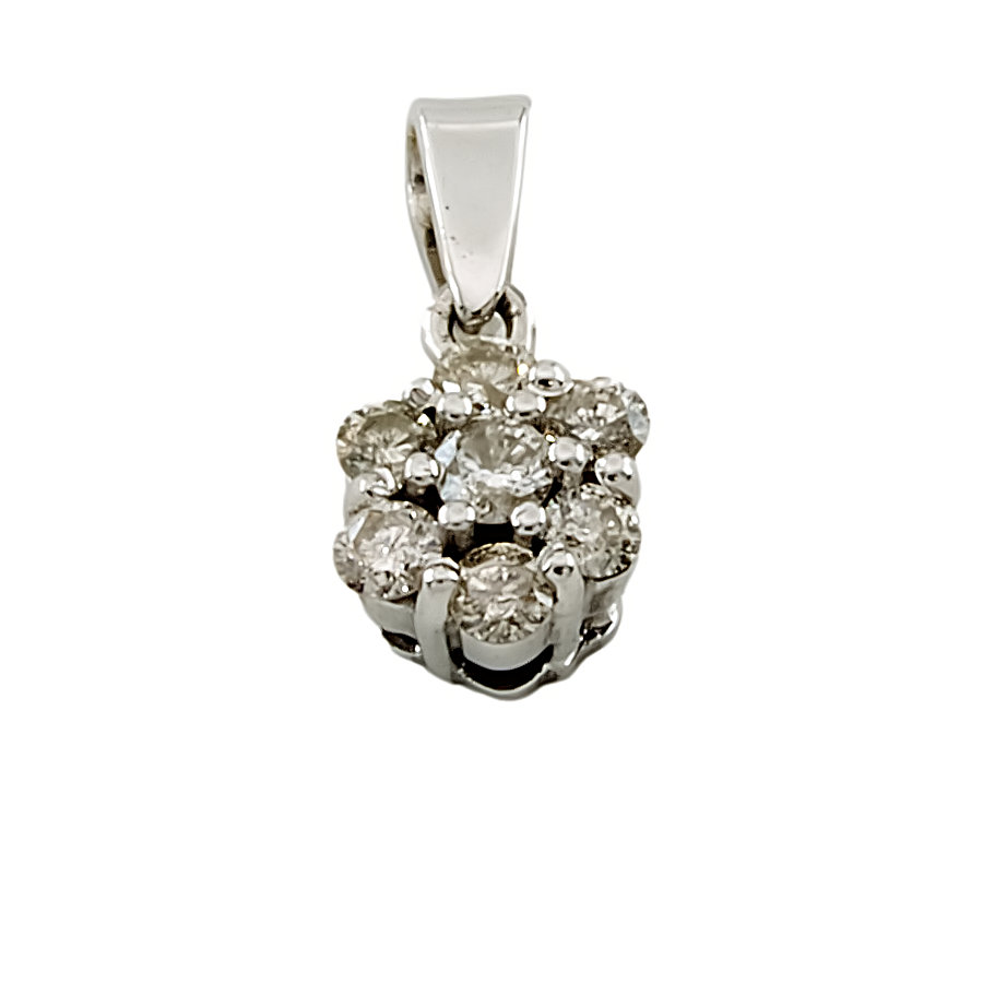 9ct white gold Diamond 0.40cts Cluster Pendant